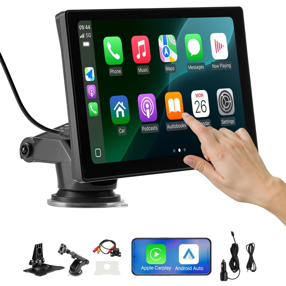 Wireless car radio (228.6 mm) HD radio with touchscreen, compatible with Apple CarPlay & Android Auto, CarPlay screen with rear view camera, voice control, Mirror Link, Bluetooth GPS navigation Wireless car radio (228.6 mm) HD radio with touchscreen, compatible with Apple CarPlay & Android Auto, CarPlay screen with rear view camera, voice control, Mirror Link, Bluetooth GPS navigation