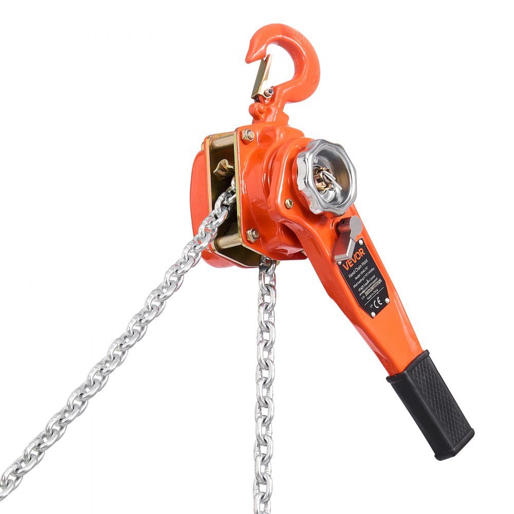 Lever Hoist, 3/4T Load Capacity Hand Chain Hoist, 6m Stroke, G80 Steel Alloy Chain with Mechanical Double Pawl Brake, 360° Swivel Hook, Ratchet Hoist for Warehouse, Construction and Garage