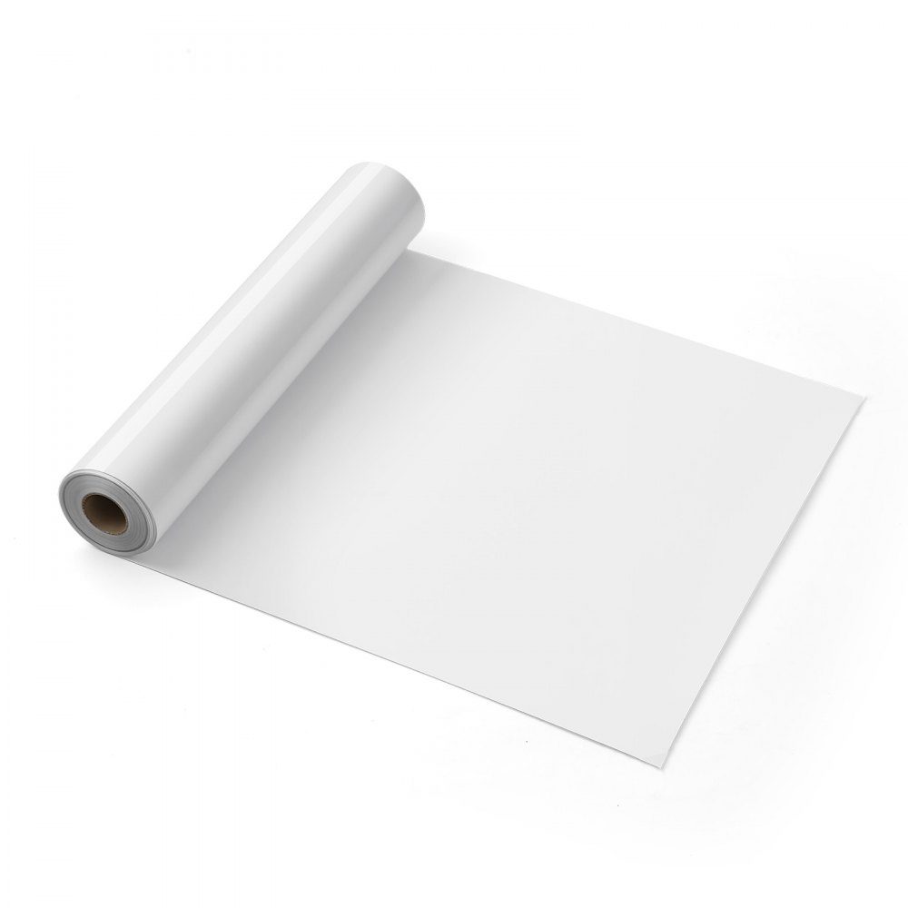Vinylfilm Heat Transfer Transfer Film (304,8 x 7260 mm) Glanzend wit HTV Opstrijkbare vinylrol Compatibel met snijmachines voor verschillende materialen T-shirts Kussens Hoeden