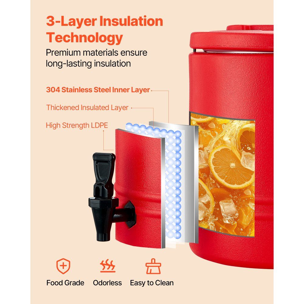 Distributeur de boissons isothermes 11,4 L Distributeur de boissons chaudes et froides avec robinet Pichet de refroidissement de qualité alimentaire avec 304-Edelstahl-Innenraum pour thé café restaurant