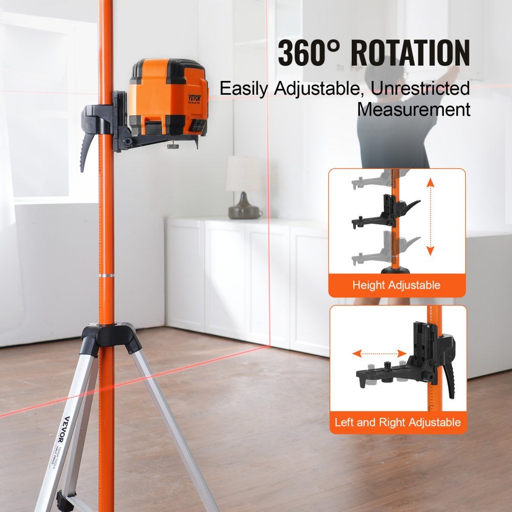 Laser Spirit Level Tripod, 1/4"-20 and 5/8-Zoll-11-Gewindehalterung, 40.94-133.85" Height Adjustment with Spirit Level and Heavy Duty Stand, Extendable Lightweight Aluminum Tripod for Laser Scanner