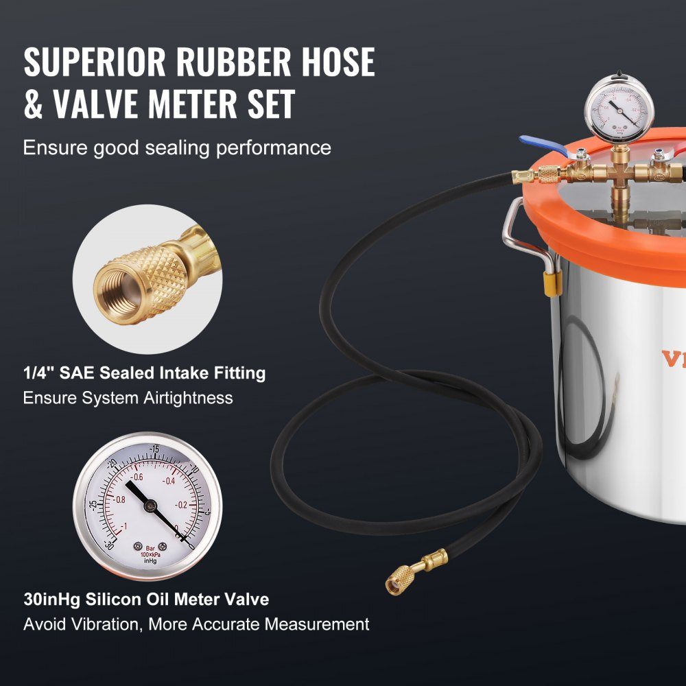 Vakuumpumpe mit 19 l Vakuumkammer, 100 l/min Vakuumpumpe, 150 W AC, 220 V/50 Hz, 1440 U/min, 5 Pa, 250 ml Ölkapazität, HVAC-Vakuumausrüstung, Kühlvakuumpumpe für die Holzstabilisierung, Harzentgasung