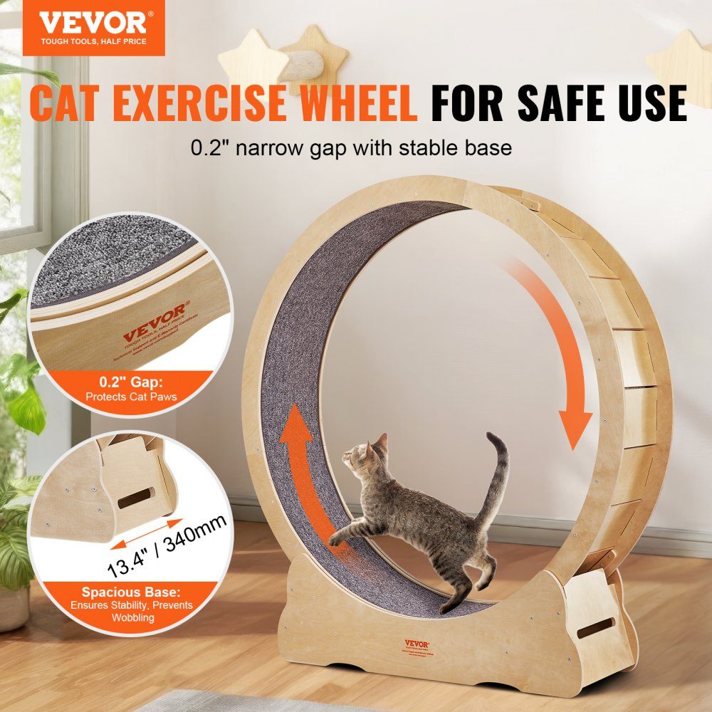 Cat hometrainer 1320 x 340 x 1415 mm berkenpopulier multiplex Cat hometrainer Uitneembare binnenmat met laag geluidsniveau Cat hometrainer geschikt voor katten met een gewicht van 8 kg tot 14 kg