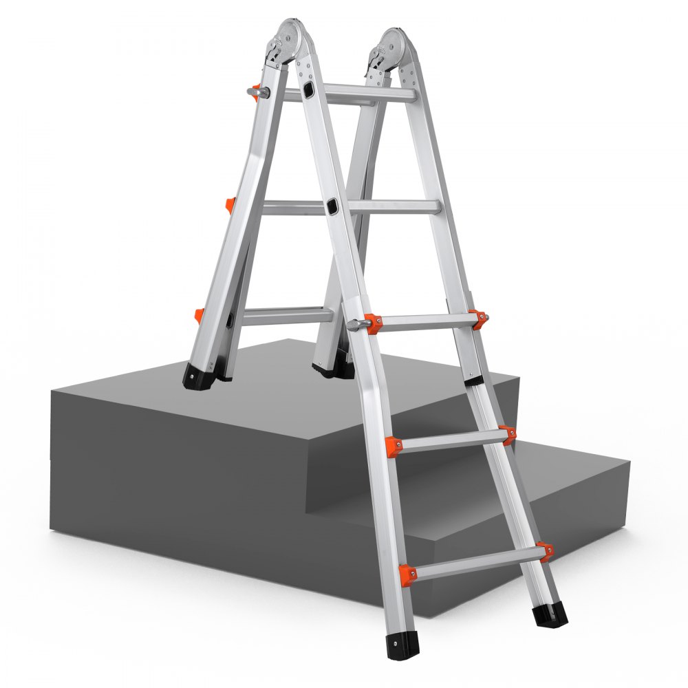 Telescopische A-frame ladder, 2880 mm compacte aluminium verlengingsladder, draagbare opvouwbare multifunctionele ladder, leunende ladder voor huiswerk, trappen, binnen- en buitendaken, tot 150 kg Telescopische A-frame ladder, 2880 mm compacte aluminium verlengingsladder, draagbare opvouwbare multifunctionele ladder, leunende ladder voor huiswerk, trappen, binnen- en buitendaken, tot 150 kg