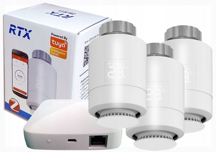 Głowica termostatyczna SmartHome 3x + bramka LAN ZigBee TUYA SET3 Głowica termostatyczna SmartHome 3x + bramka LAN ZigBee TUYA SET3