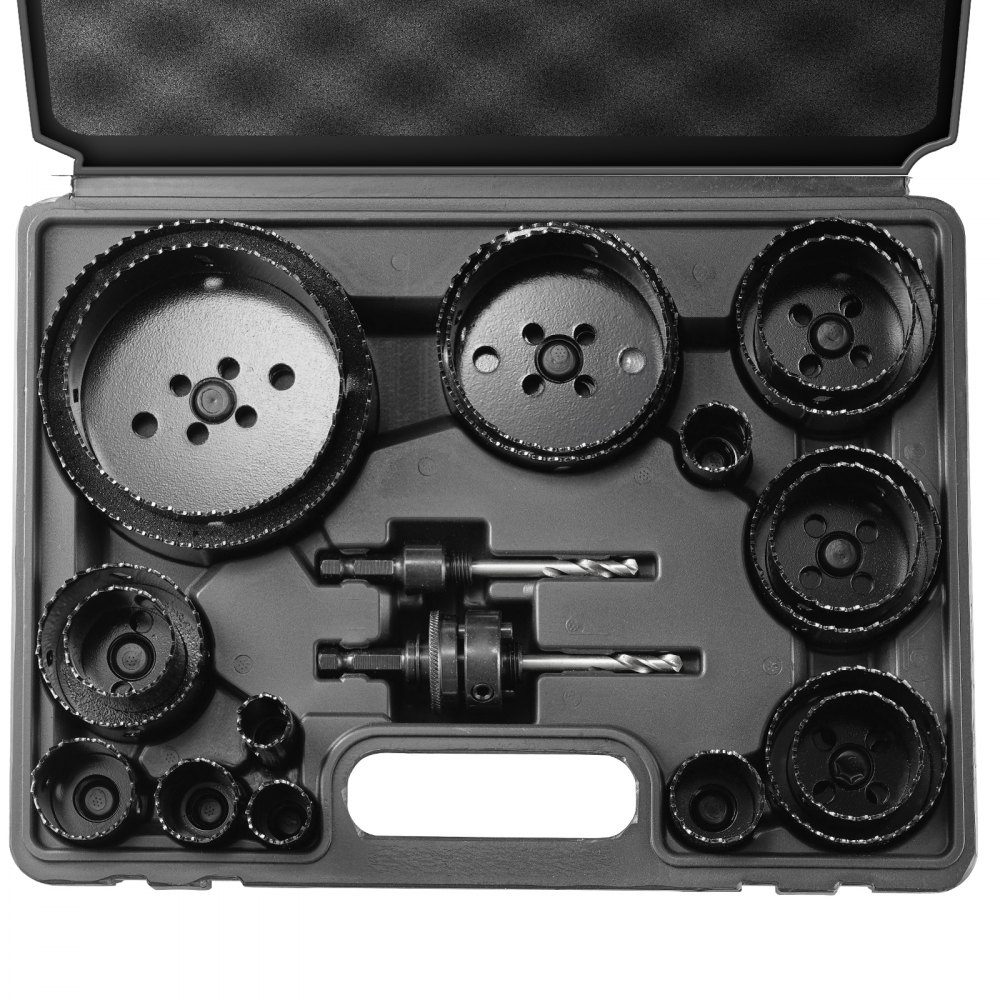 Bimetal hole saw set, 18 pieces. Perforated sheets, 6 hole drills cutting depth 38 mm, bimetal hole saw set, drill accessories, professional hole saws for drilling wood, iron, plastic and PVC etc