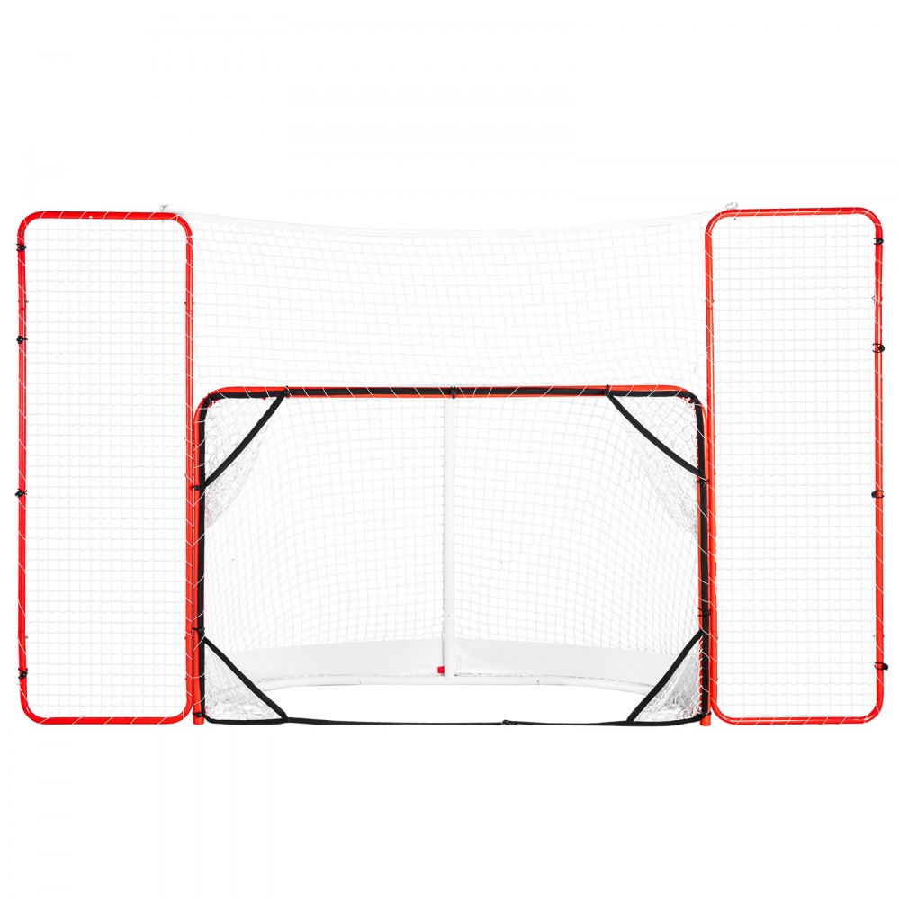Hockey Goal Street Hockey Net with Backstop and Goals, Street Hockey Goal Hockey Net, 310x183cm Pro Hockey Training Goal Set, Portable Indoor Outdoor Hockey Goal with Net, White/Red, Training Hockey Goal Street Hockey Net with Backstop and Goals, Street Hockey Goal Hockey Net, 310x183cm Pro Hockey Training Goal Set, Portable Indoor Outdoor Hockey Goal with Net, White/Red, Training