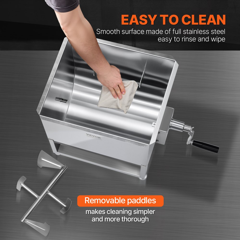 Handmatige vleesmixer 40L vleesverwerkingsapparaat (max. 36,29 kg vlees mengen), roestvrijstalen vleesmixer, worstmixer met reductietandwiel, handmixer voor gehakt Handmatige vleesmixer 40L vleesverwerkingsapparaat (max. 36,29 kg vlees mengen), roestvrijstalen vleesmixer, worstmixer met reductietandwiel, handmixer voor gehakt