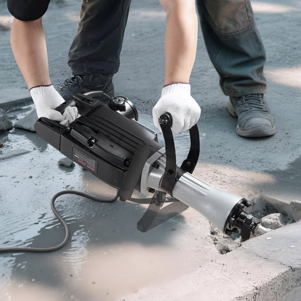 Demolition Hammer Electric Concrete Hammer 2800 W, 1200 BPM Air Hammer with 3 Chisels & a Clay Spade & Gloves & Safety Glasses, for Concrete Walls, Bricks, Tiles, Foundations, Black