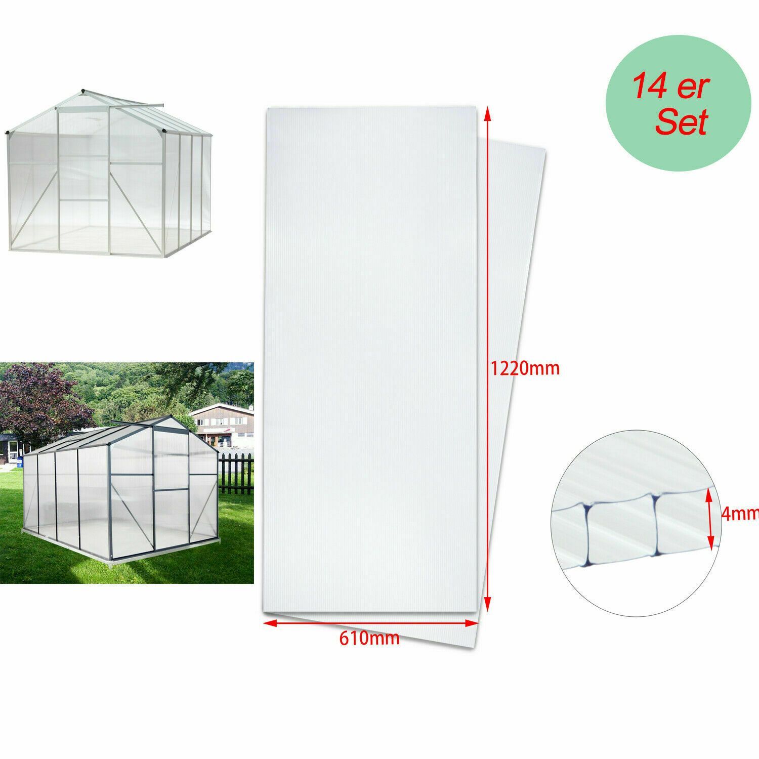 14x polycarbonate roof panels, double-wall panels, hollow chamber panels, greenhouse panels 4 mm 14x polycarbonate roof panels, double-wall panels, hollow chamber panels, greenhouse panels 4 mm