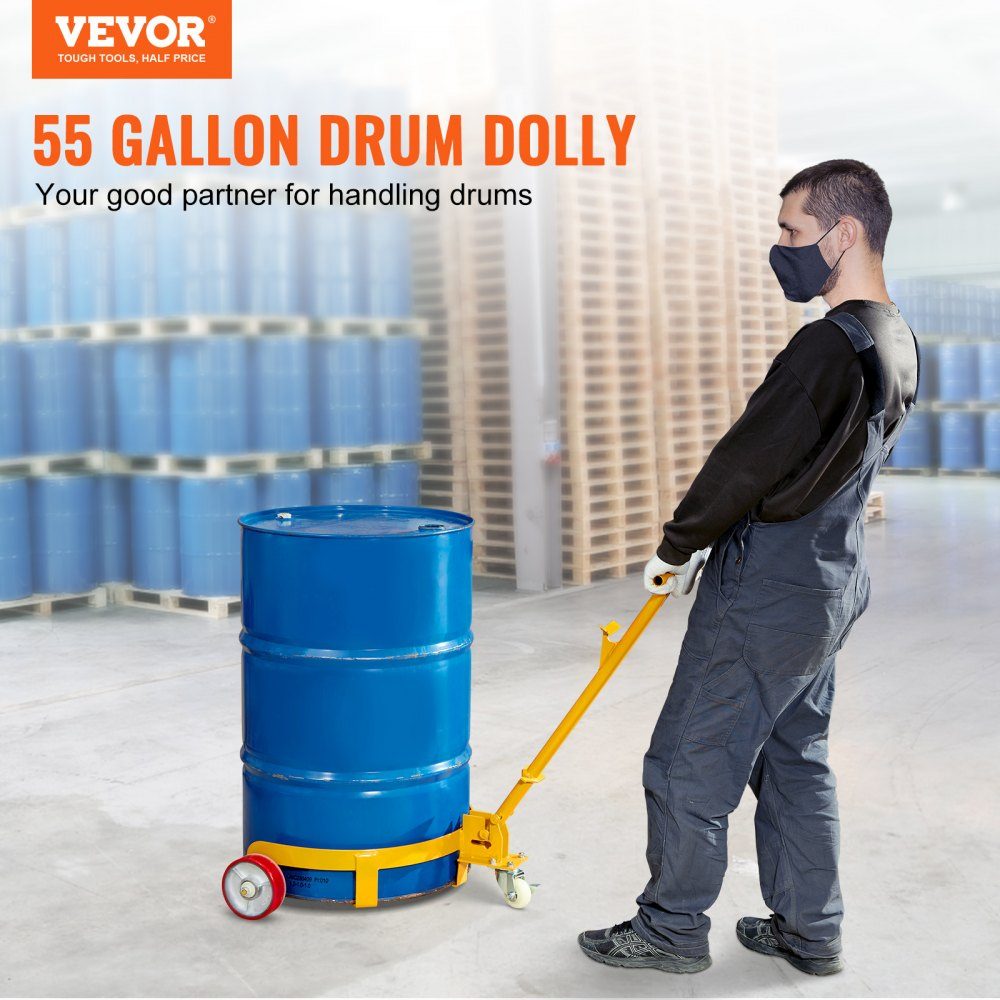 Barrel roller with handle Transport roller board 250L barrel trolley Ø 620 mm Suitable for transporting barrels up to a weight of 544kg Barrel trolley with 1 universal wheel & 2 directional wheels