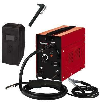 Spawarka drutem proszkowym Einhell TC-FW 100 (230 V, 45 - 90 A, bezstopniowy 2-rolkowy podajnik drutu, w komplecie pakiet węży, kabel uziemiający, młotek żużlowy, osłona spawalnicza)