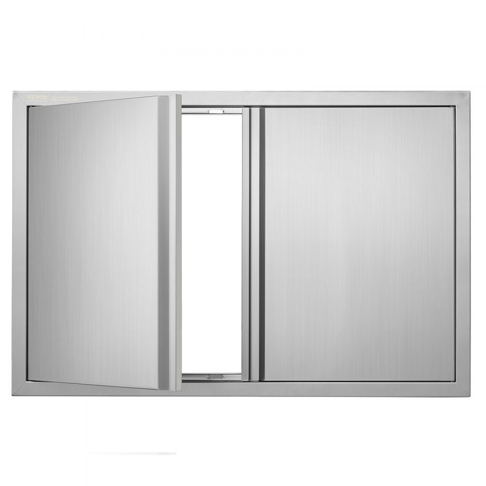 Grill Access Door 914x610mm Double Outdoor Kitchen Door Flush Mount Stainless Steel Door Vertical Wall Door with Retractable Handles for Grill Island Grill Station Outdoor Cabinet