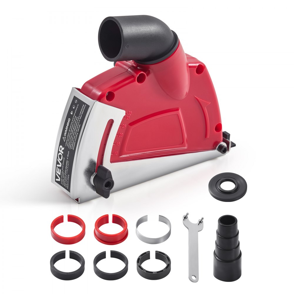 Meuleuse d'angle à hotte d'aspiration, compatible avec 100-125 mm, cache-poussière avec 6 disques de serrage, profondeur de coupe réglable, raccordement à l'aspirateur, pour bois, béton, mur, pierre, rouge Meuleuse d'angle à hotte d'aspiration, compatible avec 100-125 mm, cache-poussière avec 6 disques de serrage, profondeur de coupe réglable, raccordement à l'aspirateur, pour bois, béton, mur, pierre, rouge
