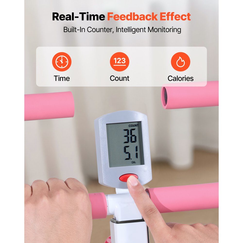 Squat Machine for Deep Squats, Folding Exercise Machine, Glute Trainer with 5 Level Adjustable Seat, Home Exercise Machine for Buttocks and Legs, Glute Machine White + Pink