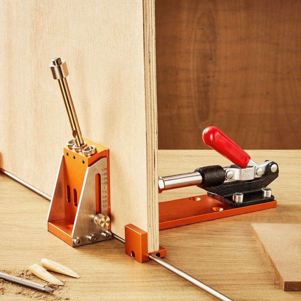 Pocket Hole Jig Set, Three Pocket Holes with Wrench and Square Drive Bits, Dowel Aid Drill Jig for Drilling Pocket Holes and Slanted Holes, Woodworking Drilling Aid