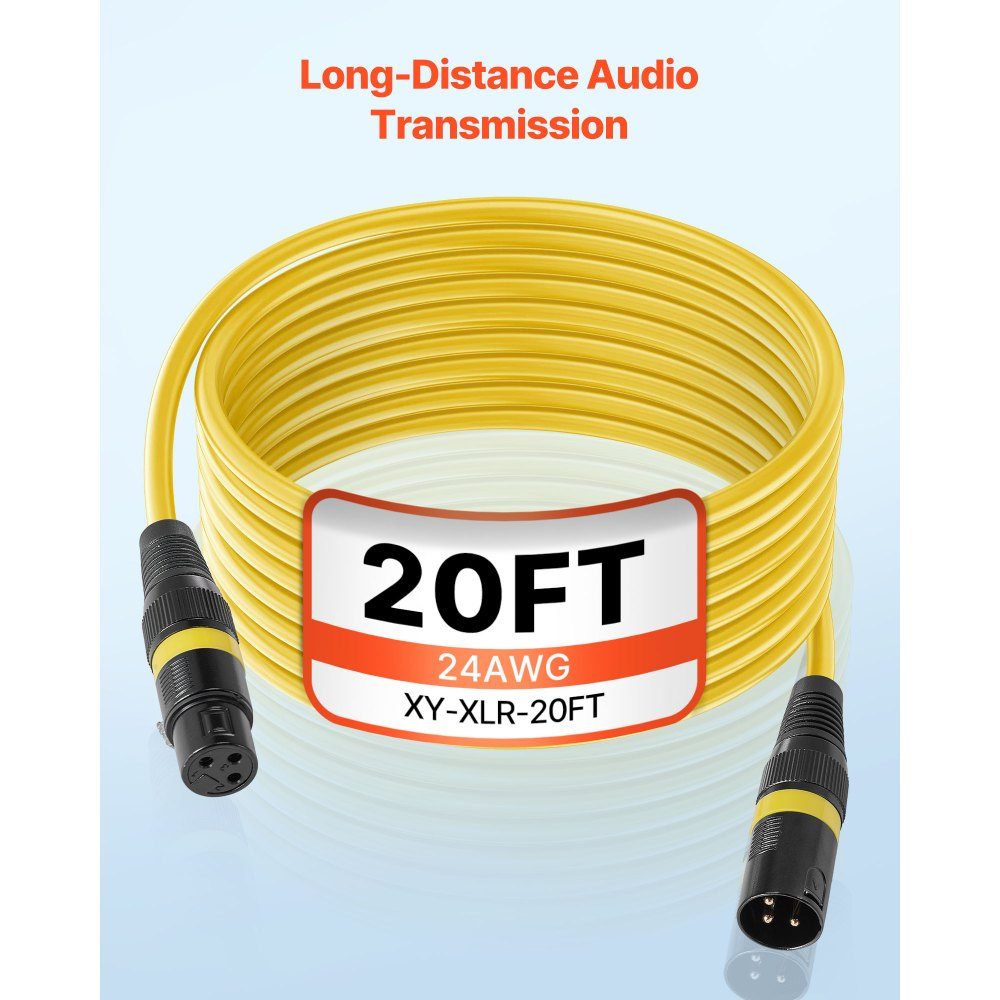 XLR-Kabel, 6 m, 6 Stück, symmetrische DMX-Mikrofonkabel (männlich auf weiblich), vergoldete 3-polige XLR-Mikrofon-Lautsprecherkabel für Bühnenbeleuchtung, Mikrofone, Verstärker, Mixer
