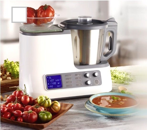 Food processor with cooking function, scales, steamer attachment, cooking basket, WiFi APP