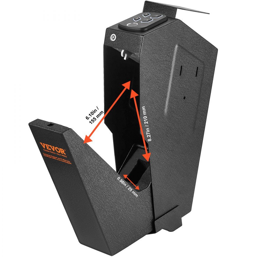 Gun Safe, Wall Mounted Gun Safe, 1 Gun, Gun Safe for Fingerprint, Key or Password, Cold Rolled Steel Gun Safe, 370 x 190 x 86mm, Gun Cabinet Wall Safe