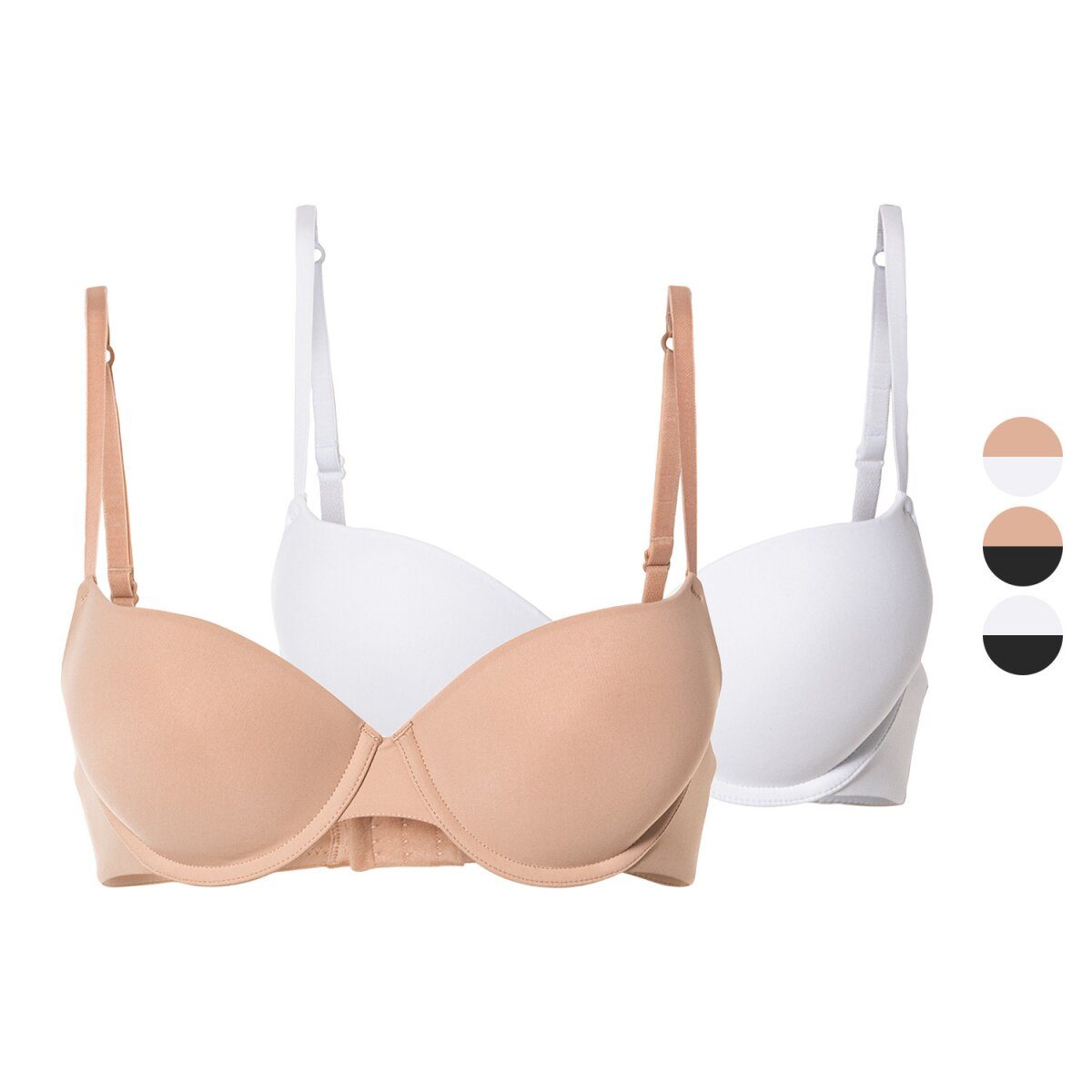 esmara® women's push-up bras, 2 pieces, with adjustable straps