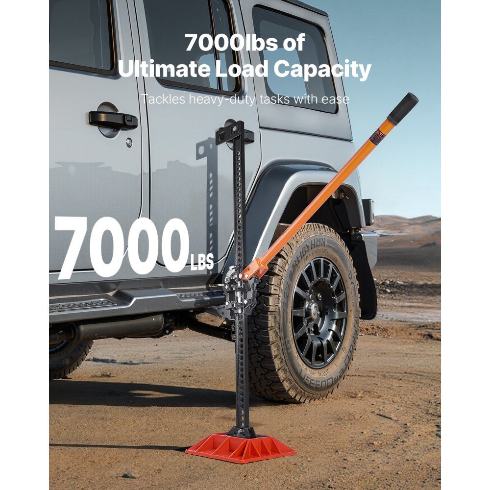 Farm Jack Offroad met basis High Lift Farm Jack (3,18t) Offroad autokrik, bumperkrik, zware lift met hefbereik van 130,1-1380 mm voor tractor, vrachtwagen, SUV