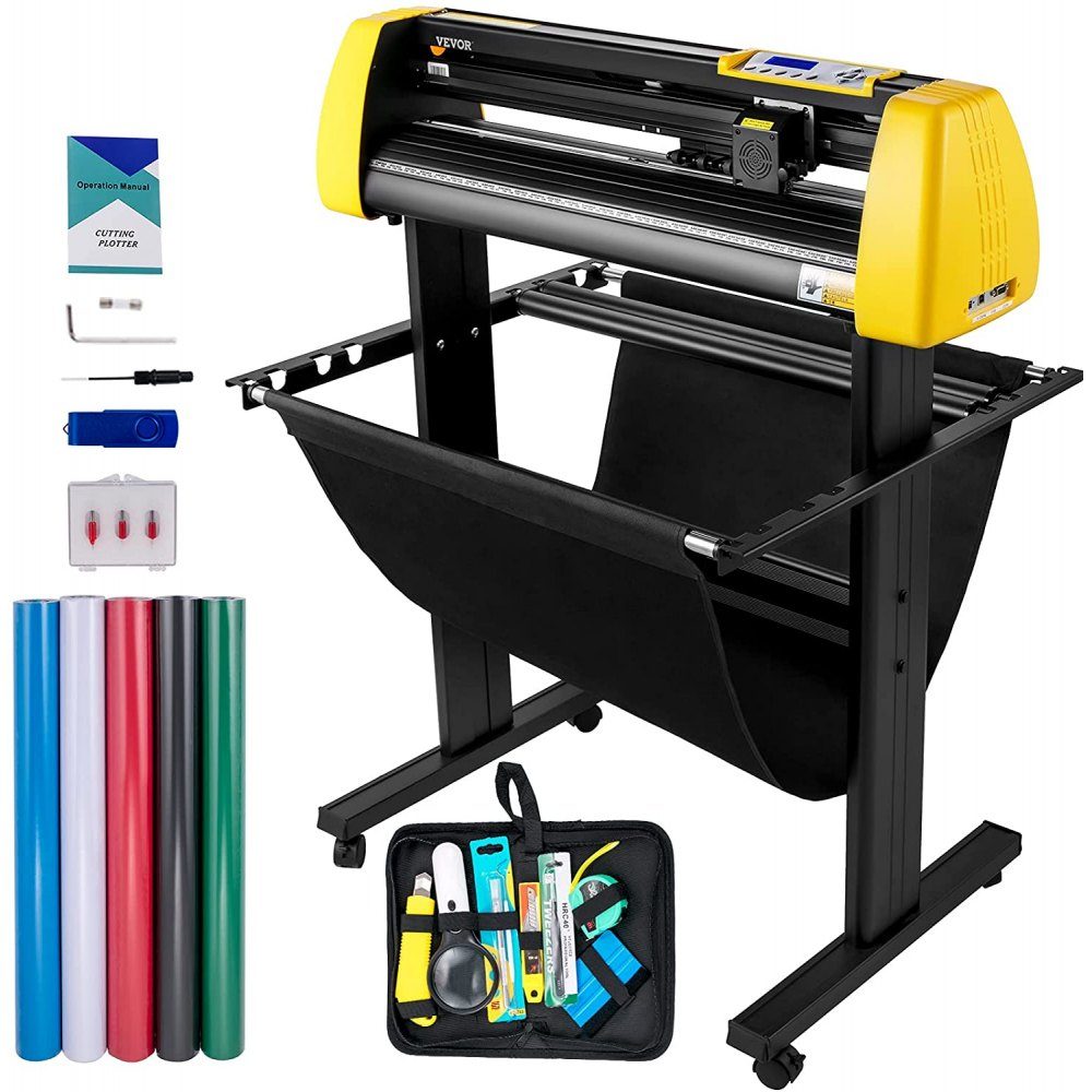 Vinyl-Schneidemaschine, 870 mm maximaler Papiervorschub-Schneideplotter, automatischer Kamera-Konturschneide-LCD-Bildschirmdrucker mit Ständer, einstellbarer Kraft und Geschwindigkeit