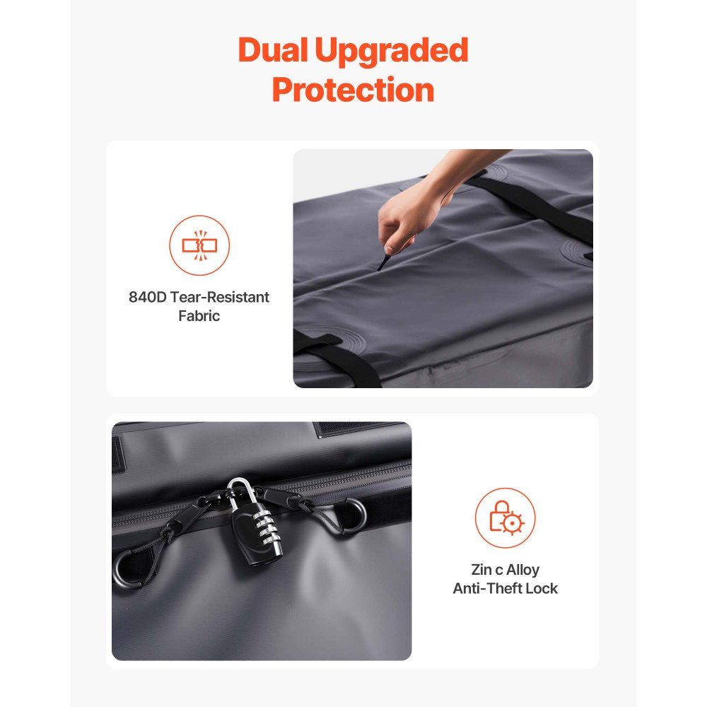 Gepäckträgertasche für Anhängerkupplung aus wasserdichtem 840D PVC (0,85 m³), ​​Gepäcktasche zur Aufbewahrung auf der Ladefläche von LKWs mit verstärkten Gurten für PKW, SUV, Transporter, schwarz