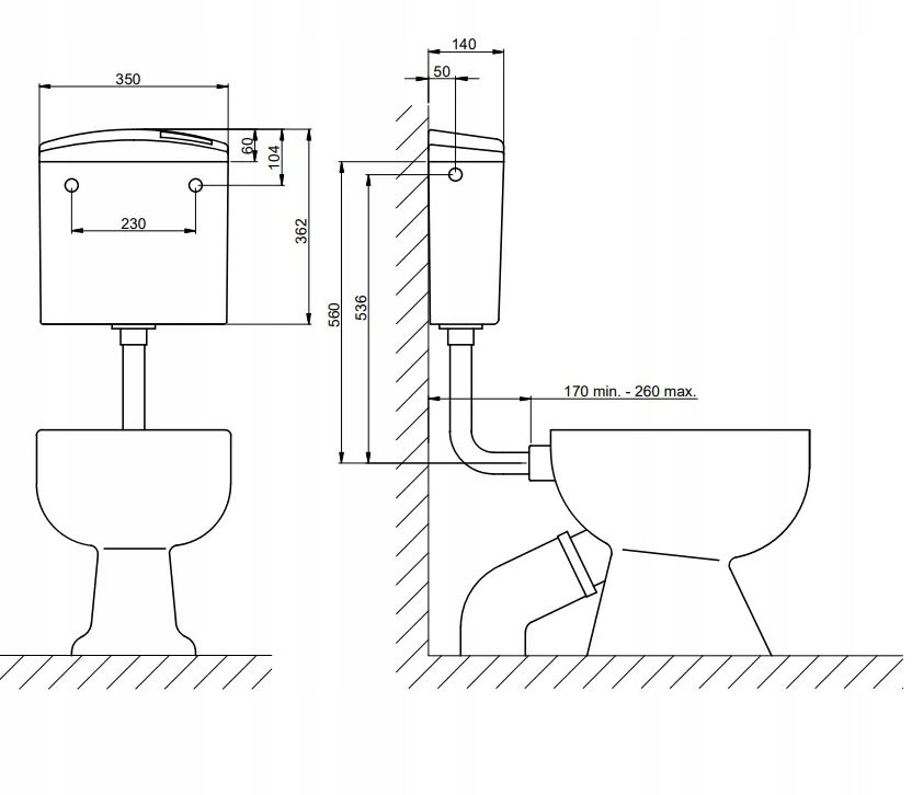 Réservoir WC INFÉRIEUR START STOP COMPACT SET 2