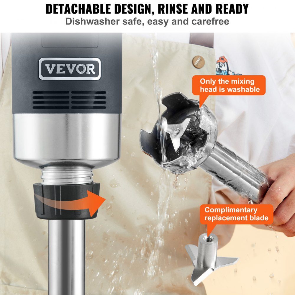 Puree Blender Electric Hand Blender 750W High Performance Hand Blender Adjustable Speeds Stainless Steel Multi-Purpose Hand Blender 660mm Removable Stirring Rod Includes Wall Hook and Replacement Blade Head