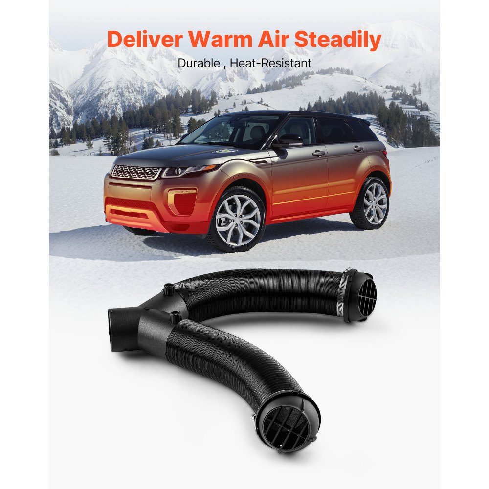 Dieselverwarmerpijp heteluchtuitlaatventilatieset met Y-vormige connector en luchtkanaalklemmen, hulpverwarmer luchtkanaalventilatieset voor 5kW 8kW dieselverwarmers, zwart