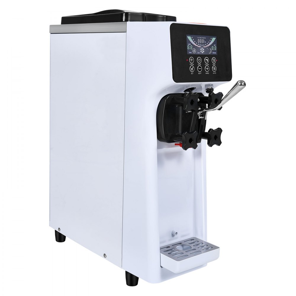 Commercial Ice Cream Machine, 10L/H Output, 900W, Single Flavor Soft Ice Cream Machine, Countertop, with 4L Hopper, 1.6L Cylinder, LCD Screen, Pre-Cooling Commercial Ice Cream Machine, 10L/H Output, 900W, Single Flavor Soft Ice Cream Machine, Countertop, with 4L Hopper, 1.6L Cylinder, LCD Screen, Pre-Cooling