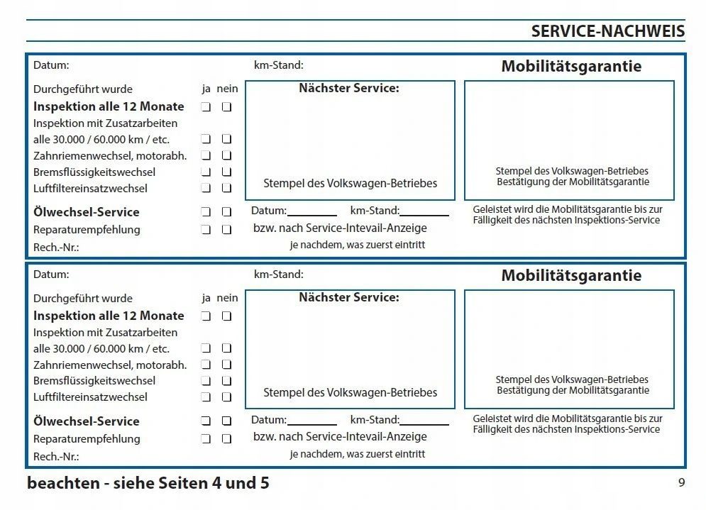 Carnet d'entretien allemand CT pour les modèles Volkswagen von 1995-2000 NOUVEAU original