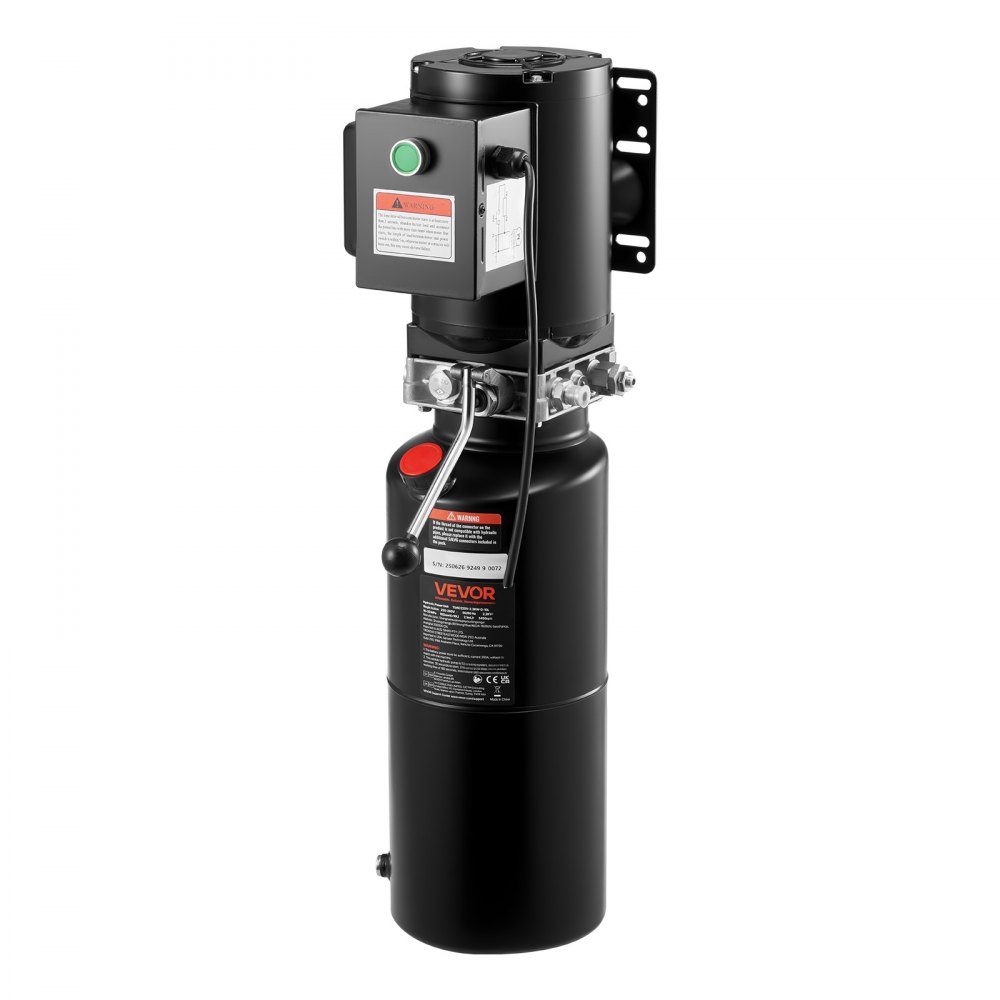 Hydraulic Pump Hydraulic Units AC 220V, 10Qt Single Acting Hydraulic Unit, 6.3L/min Oil Flow, Max Delivery Pressure 22MPa for Dump Trucks, Automotive Workshops, Lifts, Black