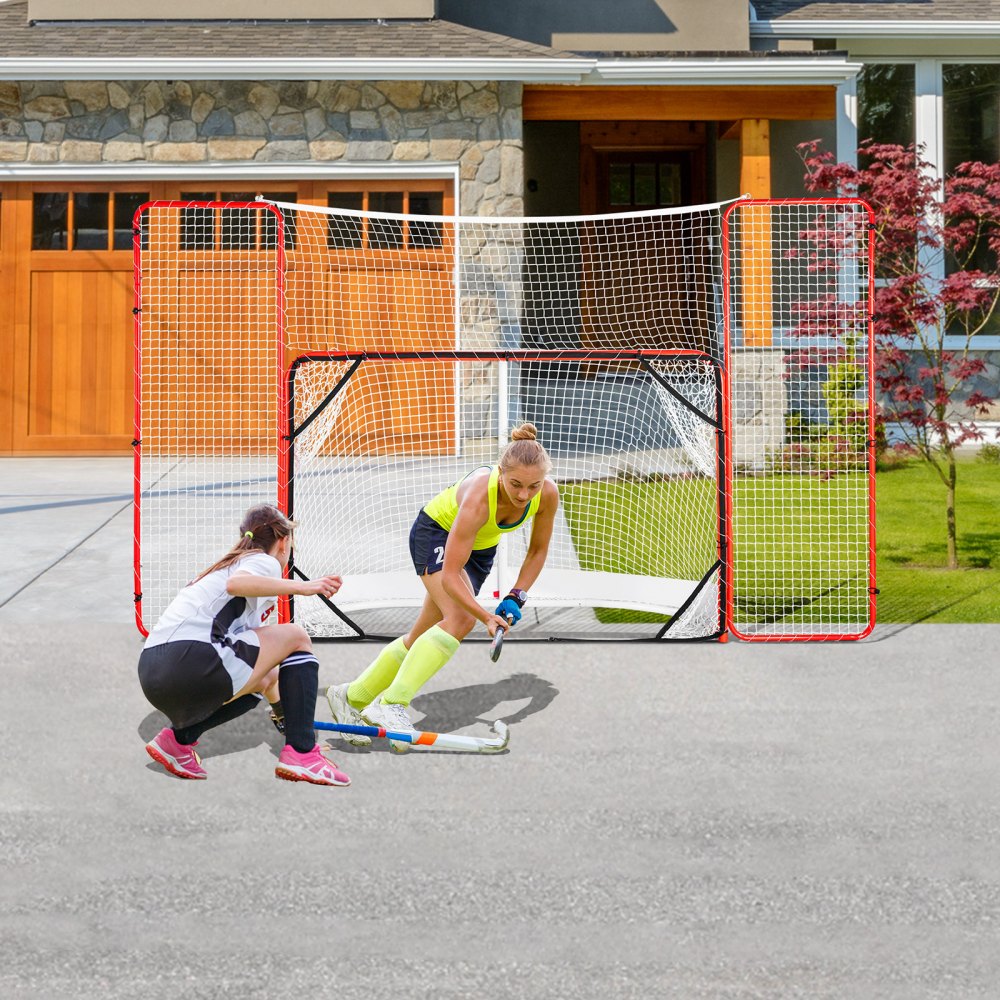 Hockey Goal Street Hockey Net with Backstop and Goals, Street Hockey Goal Hockey Net, 310x183cm Pro Hockey Training Goal Set, Portable Indoor Outdoor Hockey Goal with Net, White/Red, Training Hockey Goal Street Hockey Net with Backstop and Goals, Street Hockey Goal Hockey Net, 310x183cm Pro Hockey Training Goal Set, Portable Indoor Outdoor Hockey Goal with Net, White/Red, Training