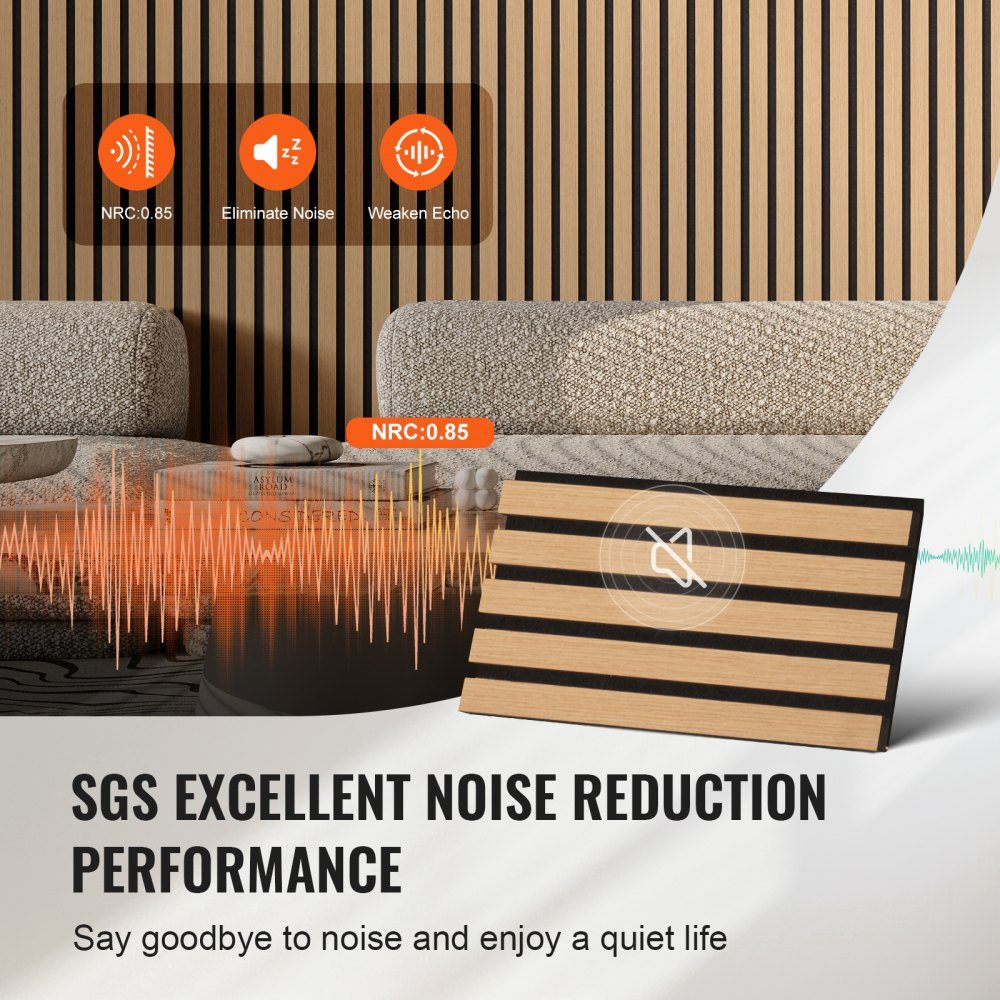 Acoustic Panels Acoustic Panels 2400x200mm MDF Accent Wooden Wall Panels for Modern Interior Wall Decoration Faux Wood Wall Panels for Noise Reduction Light Oak Set of 4