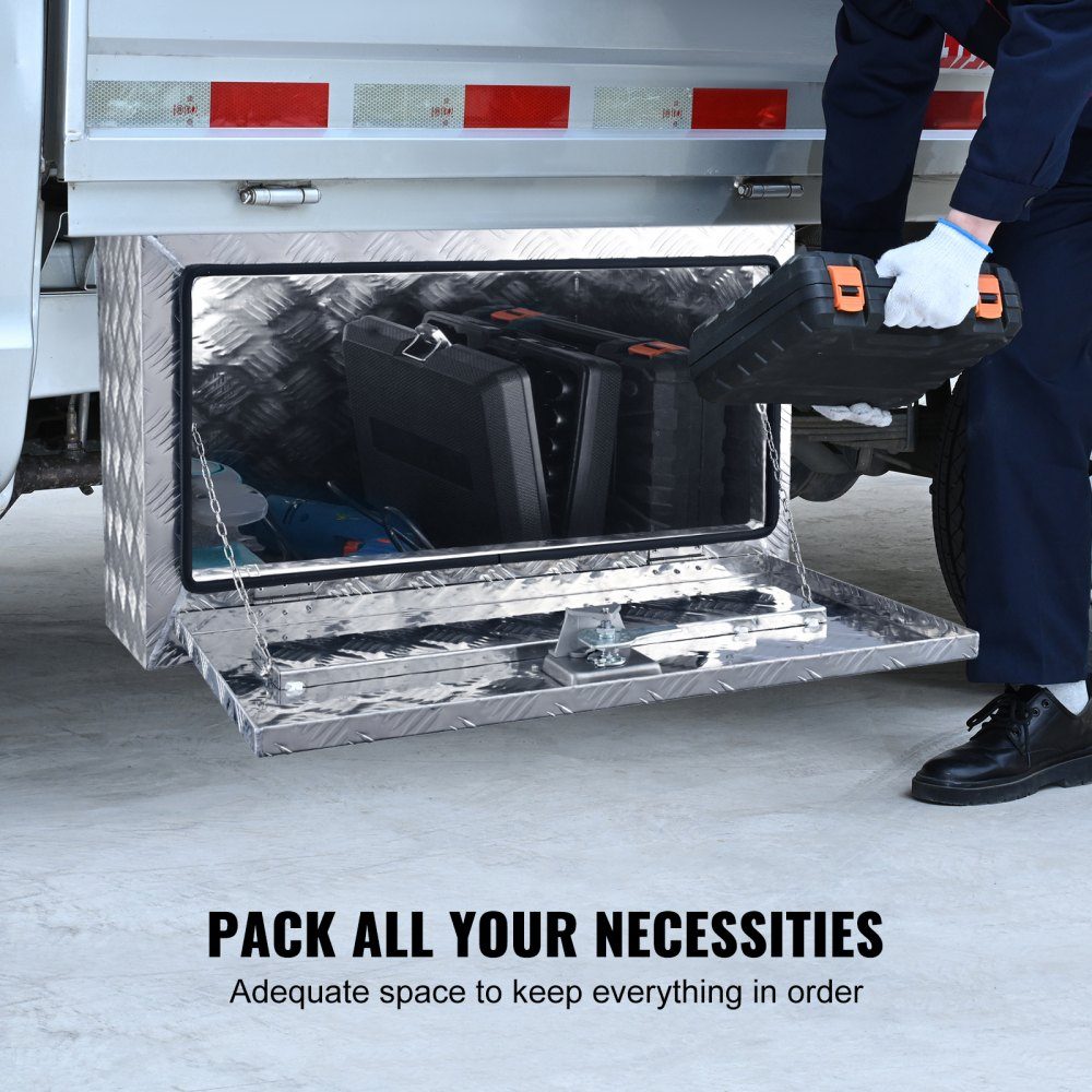 Truckbox Tool Box Trailer Box Tool Box 760x355x405mm Pickup Storage Box Aluminum Diamond Plate Tool Box with Lock and Keys Waterproof Trailer Storage Box