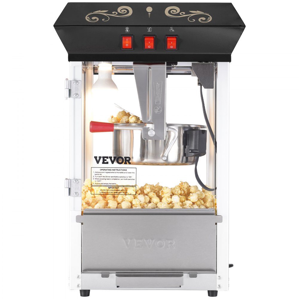 Popcorn Maker Popcorn Maker Popcorn Maker, 850W Popcorn Maker, 8oz Kettle for 48 Cups per Load, Tabletop Popcorn Maker with Tempered Glass, Includes 4 Scoops