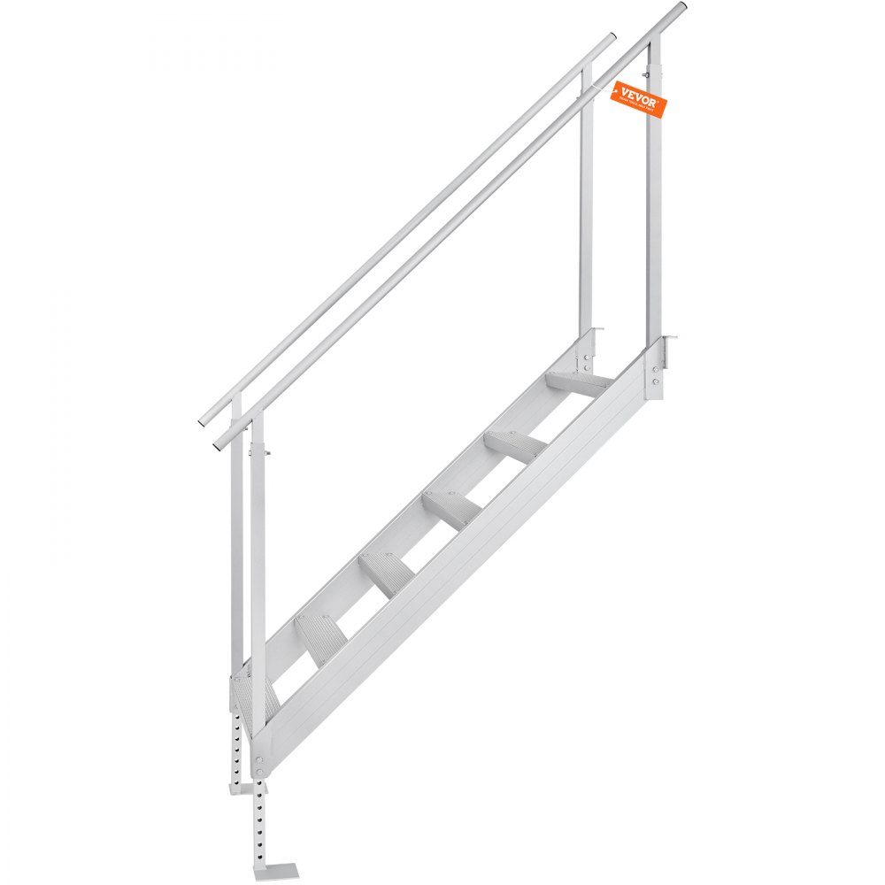 6-stufige Badeleiter mit zwei Handläufen, Bootsleiter, 800 x 1850 x 2092 mm, Poolleiter aus Aluminiumlegierung, Treppenleiter, 250 kg Tragkraft, 10 cm Pedale, ideal für Häfen, Bootsschwimmbäder