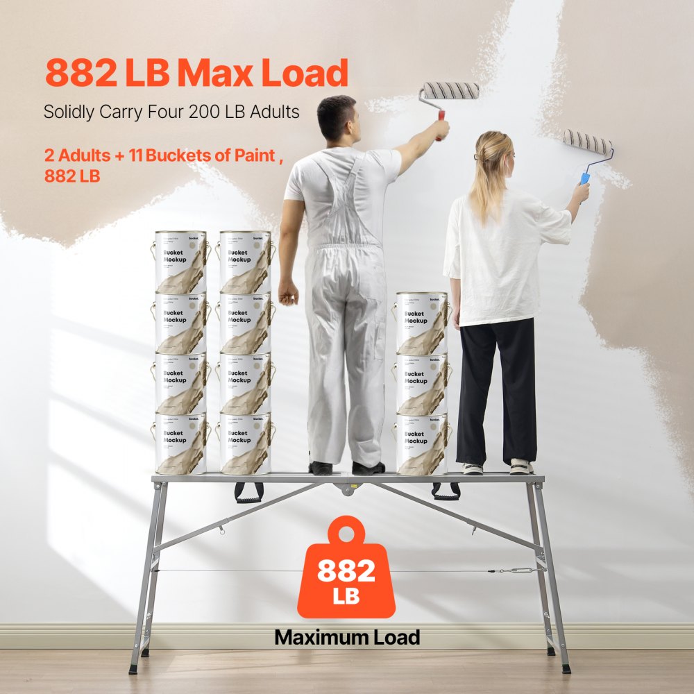 Arbeitsplattform, 900–1500 mm, klappbare Trittleiter aus legiertem Stahl, tragbare Arbeitsplattform, Tragfähigkeit 400 kg, Trittbankhocker zum Malen, Trockenbau, Reinigen, Waschen Arbeitsplattform, 900–1500 mm, klappbare Trittleiter aus legiertem Stahl, tragbare Arbeitsplattform, Tragfähigkeit 400 kg, Trittbankhocker zum Malen, Trockenbau, Reinigen, Waschen