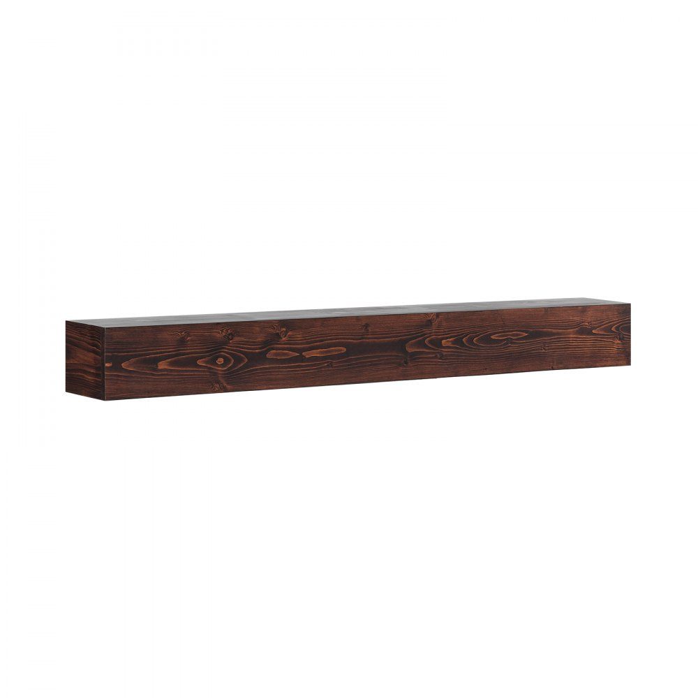 Manteau de cheminée 60" x 8" x 6" Charge de 50 lb Manteau de cheminée en bois naturel sur cheminée flottante étagère murale de ferme faite à la main décoration murale marron rustique