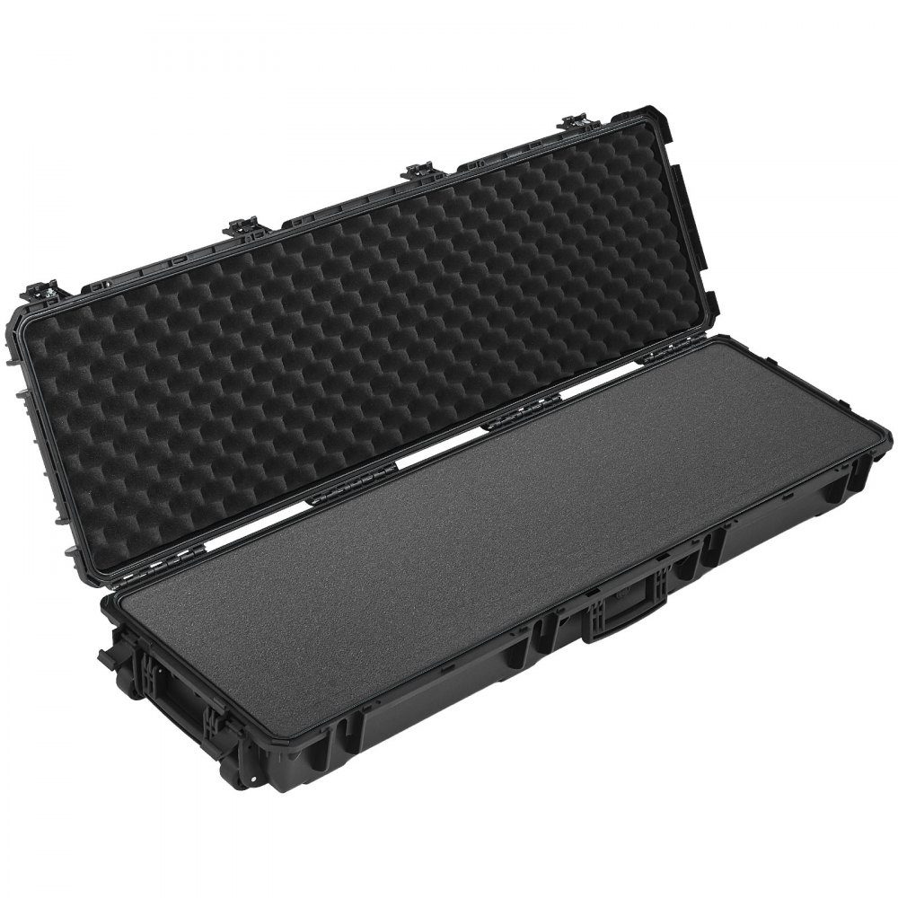 Wapenkoffer met harde schaal voor lange wapens, afsluitbare wapenkoffer met voorgesneden schuim, lange wapenkoffer, wapenopbergruimte, oprolbaar, IP67 waterdicht, 139,1 x 43,5 x 18,8 cm zwart