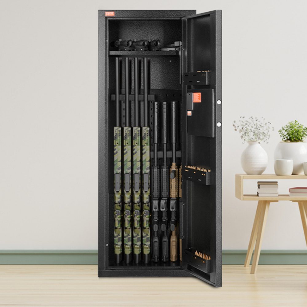 Gun Cabinet for 6-8 Rifles, Gun Safe with Lock and Digital Keypad, Gun Cabinet with Removable Shelf, Gun Cabinet for Home Rifles and Shotguns, Assembly Required