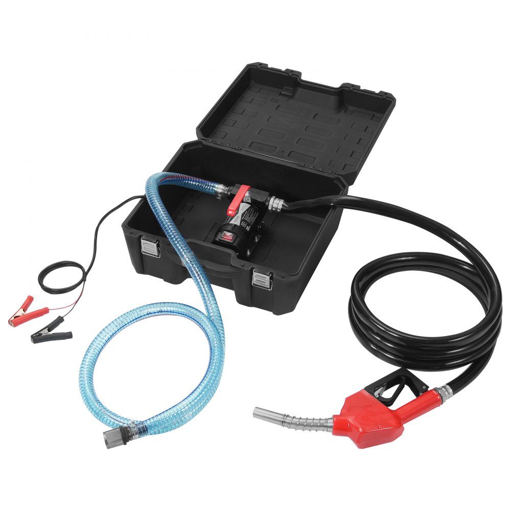 Dieselpomp 12V DC 10 GPM 1/4 HP Automatische pistooluitschakeling Brandstofpomp Hoge stroominlaat- en uitlaatslang voor diesel, kerosine, transformatorbrandstof