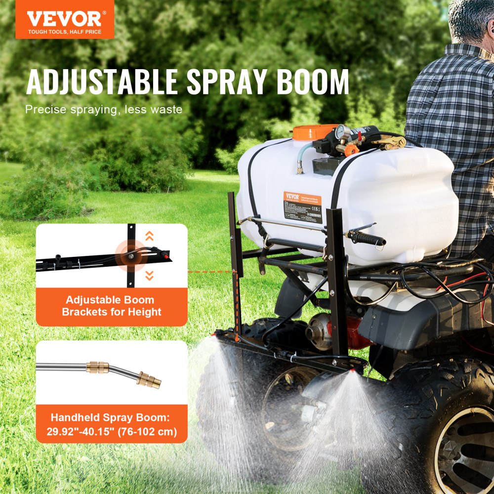ATV Sprayer, 7L/min Pressure Sprayer, 12V Pump, 0.1-0.5MPa Pump, Operating Pressure Sprayer, 0-72 PSI Pressure Sprayer, Includes 20ft Hose, 8ft Quick Release Line, Ideal for ATVs, UTVs, Tractors ATV Sprayer, 7L/min Pressure Sprayer, 12V Pump, 0.1-0.5MPa Pump, Operating Pressure Sprayer, 0-72 PSI Pressure Sprayer, Includes 20ft Hose, 8ft Quick Release Line, Ideal for ATVs, UTVs, Tractors