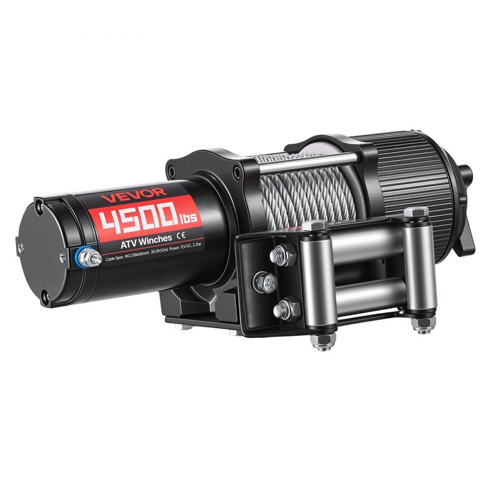 Electric Winch 2041kg 12V DC Motor Winch with Φ5.8mm x 12m Steel Cable, Wireless and Wired Remote Control, IP55 Electric Winch for Towing ATVs, UTVs and ATVs
