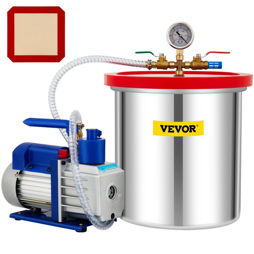 Vacuümpomp, vacuümpomp, vacuümkamerset, 19L, 142L/min, 1/3 PK, 1 trap