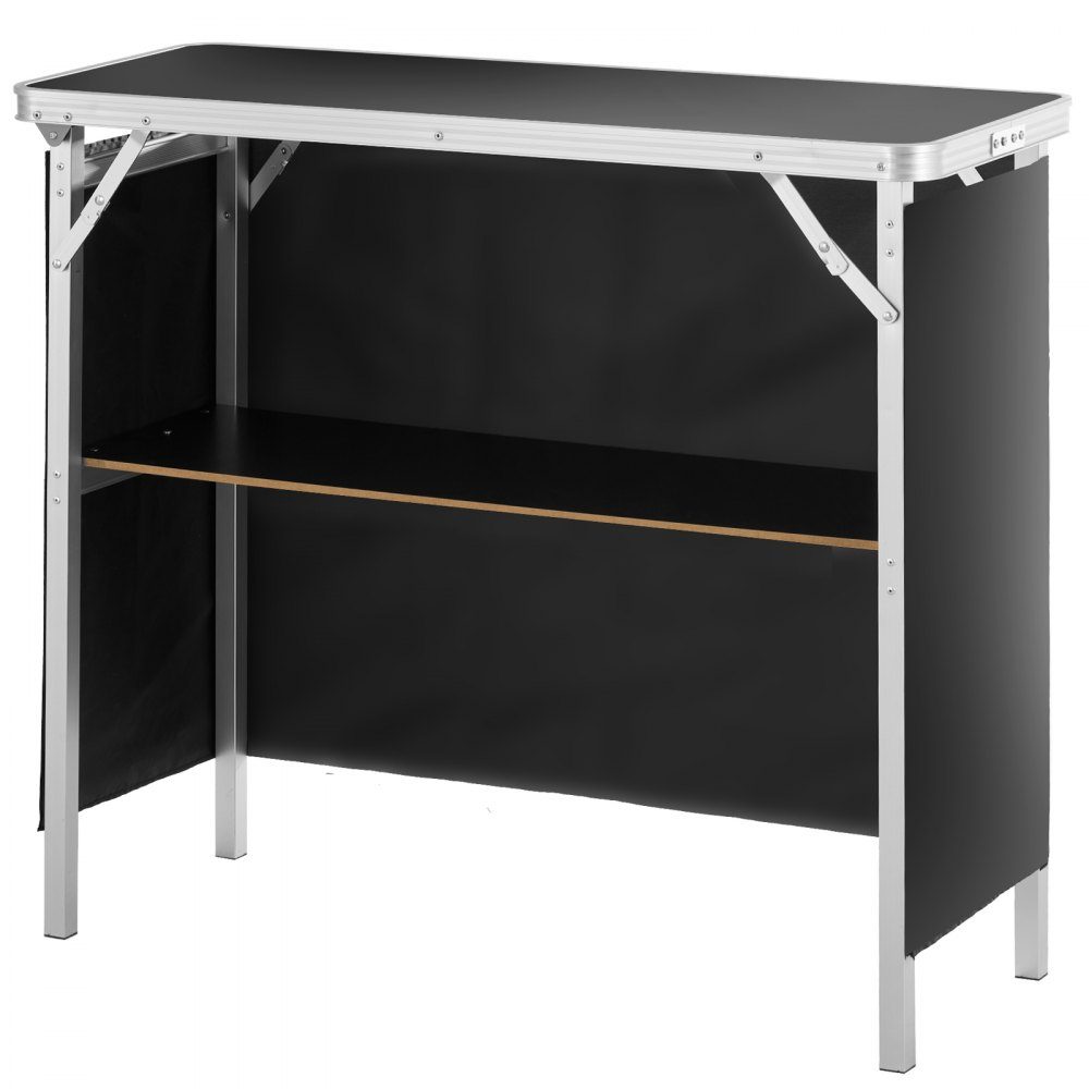 Comptoir d'exposition portable, comptoir d'exposition, 97,5 × 38,5 × 87 cm, stand d'exposition, support de comptoir d'exposition, table de bar de promotion pliable, comptoir de promotion, réception avec compartiment de rangement, sac de transport, noir