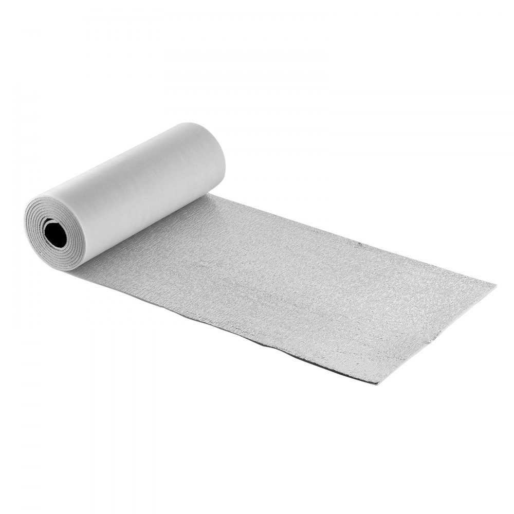Film isolant, kit d'isolation thermique 6 mm, film réfléchissant 61 cm x 5,5 m, 4 rouleaux de barrière anti-radiation en feuille d'aluminium avec âme en mousse EPE, bouclier thermique blanc en film PE pour portes de garage.