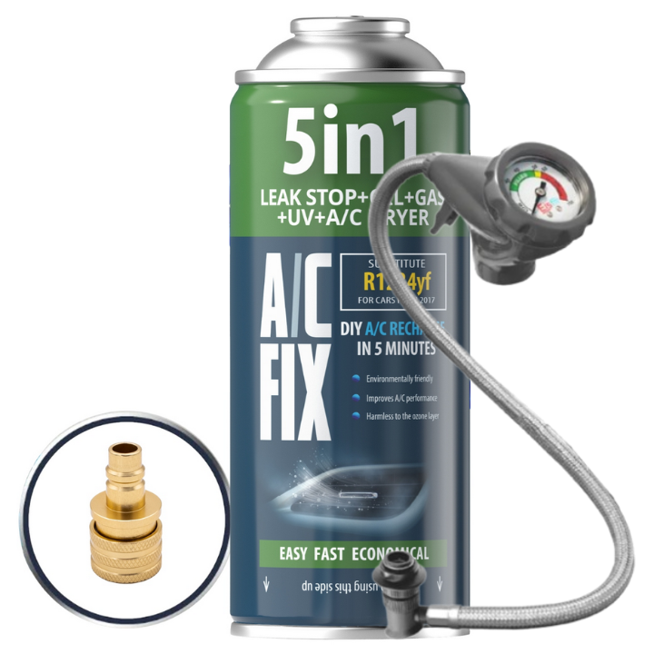 A/C FIX AC FIX CLIMATISEUR Réf. RIGÉRANT 5EN1 GAZ R1234YF + CÂBLE + ADAPTATEUR – Art.-Nr. HT-47682