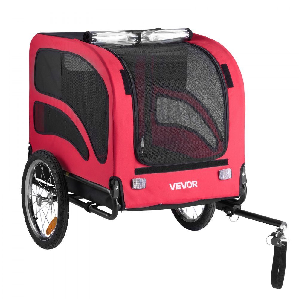 Dog Trailer Up to 45kg Pet Cart Bike Carrier for Small and Large Dogs Folding Frame with Wheels Universal Bike Hitch Includes Flag Internal Leash 1350 x 720 x 840mm